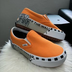 Neon Vans classic slip ons platform
